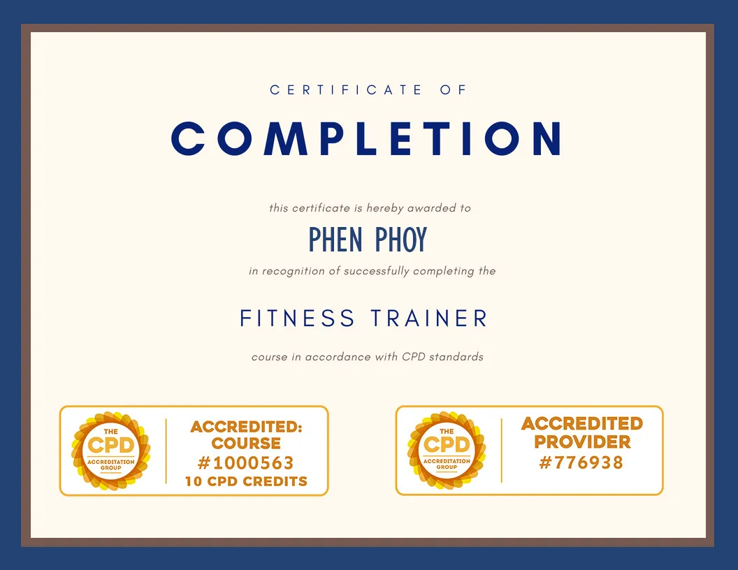 Fitness Trainer certificate